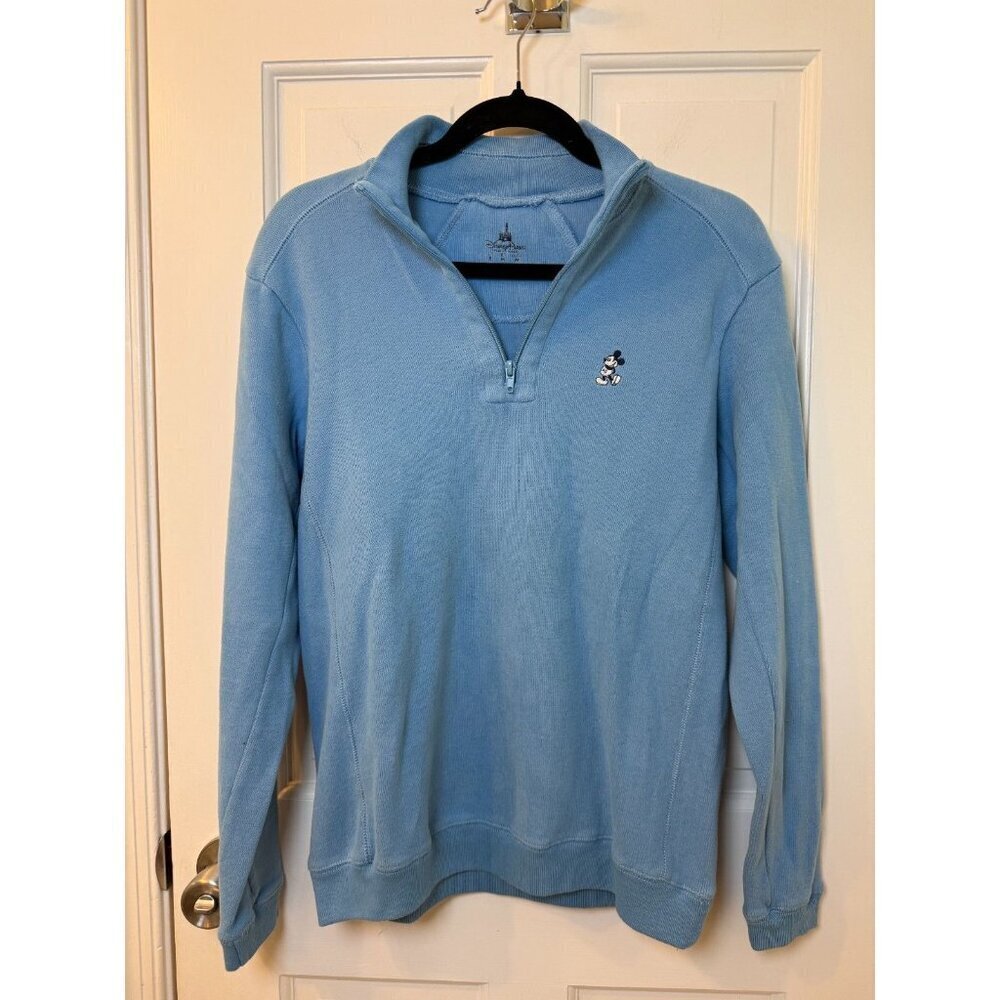 Disney Parks Mickey Mouse Men's Light Blue 1/4 Zip Pullover Size Small